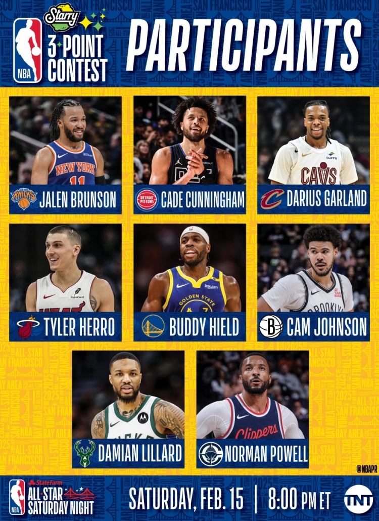 NBA全明星三分大赛名单:利拉德冲击三连冠 希尔德、康宁汉姆在列